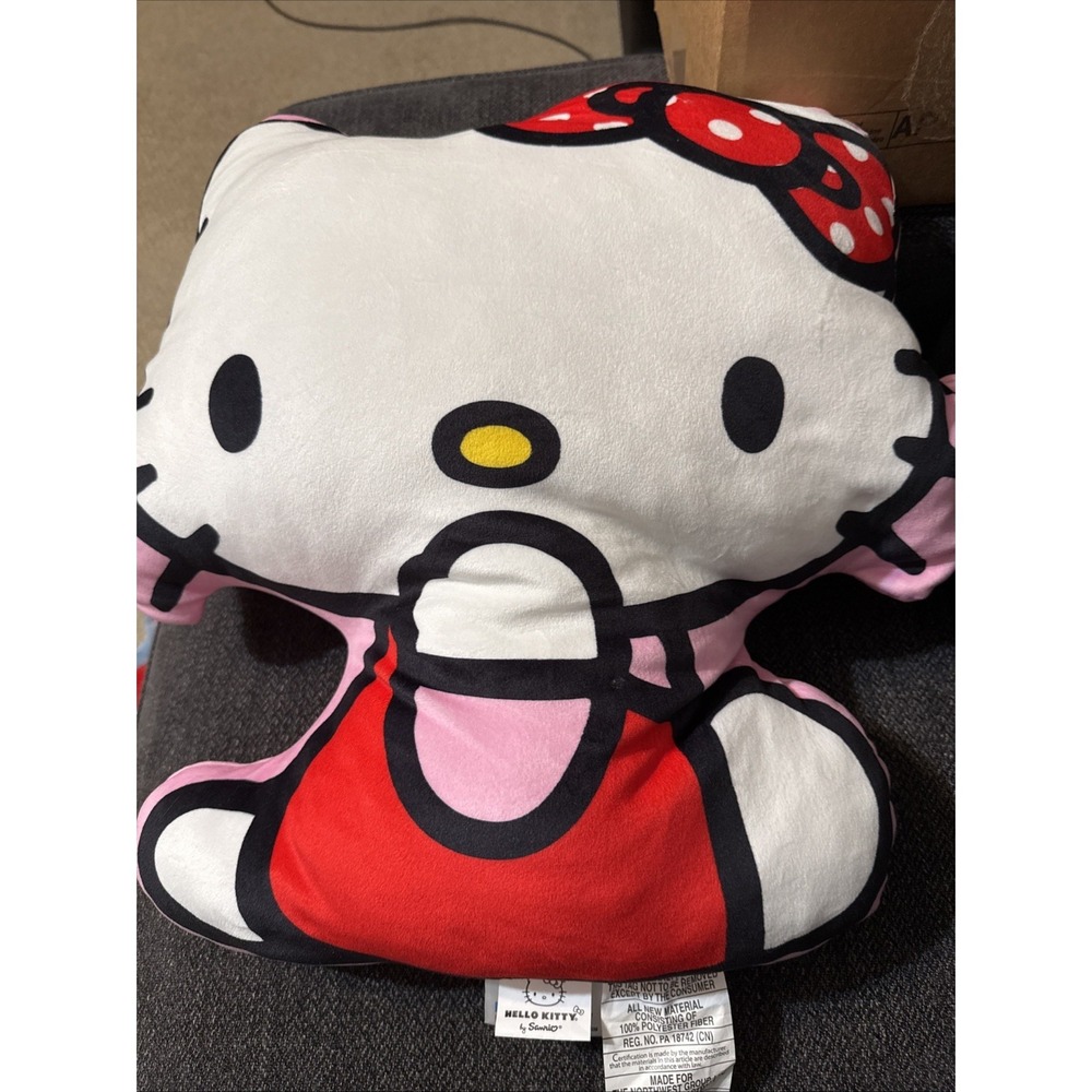 Hello Kitty Sanrio Plush Decorative Throw Pillow Red White Jay Franco (Lexi)